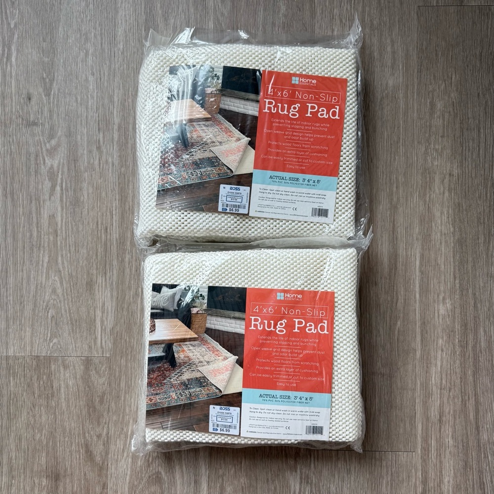 NWT Home Essentials Non-Slip Rug Pad 4'x6': 2 rugs